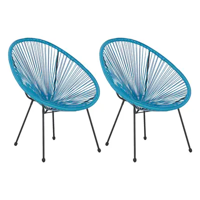 Set of Garden Chairs ACAPULCO II PE Rattan Blue