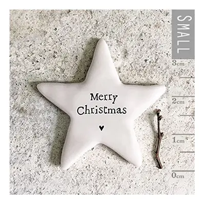 East of India Tiny Porcelain Star Token with the words Merry Christmas, Festive Gift Token, Porc