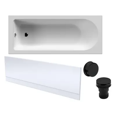 Round Single Ended Bath, Front Panel and Black Waste - x 700mm