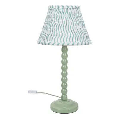 ValueLights Bobbins Green Arrow Shade Sage Green Table Lamp and Bulb