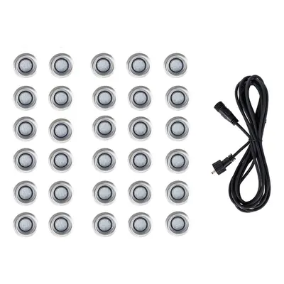 Pack of 40mm White LED Round IP67 Rated Garden Decking/Kitchen Plinth Lights Kit - Complete with