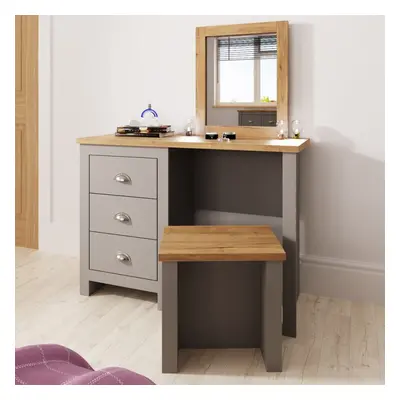 Grey Dressing Table with Drawers Stylish Bedroom Vanity Unit