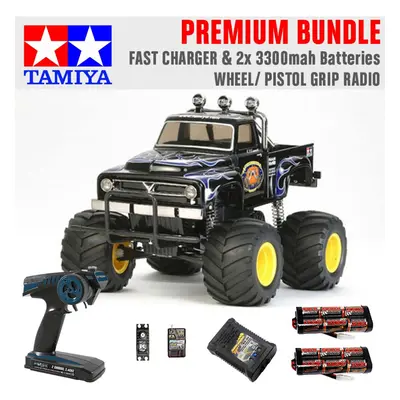 TAMIYA RC Midnight Pumpkin Black Edition 1:12 Premium Wheel Radio Bundle