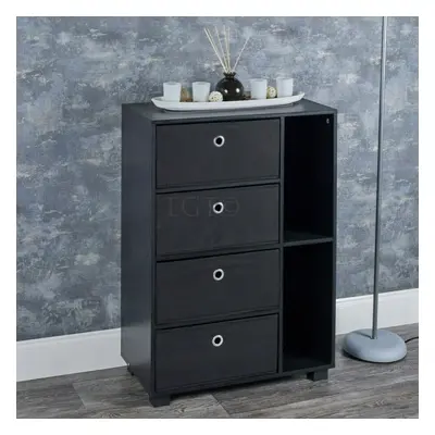 (Black, Black) Section Wooden Bookcase Living Room Drawers