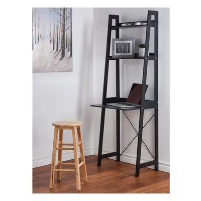 (Black) Ladder Desk Shelves Wooden Computer Table Office