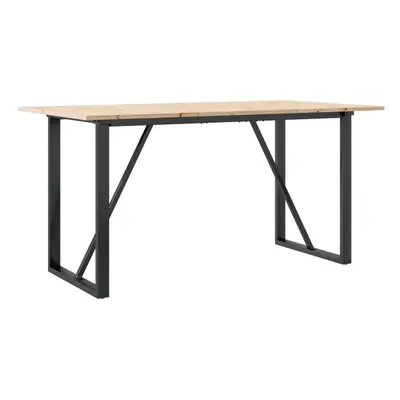 vidaXL Dining Table O-Frame Kitchen Dinner Table Solid Wood Pine and Cast Iron