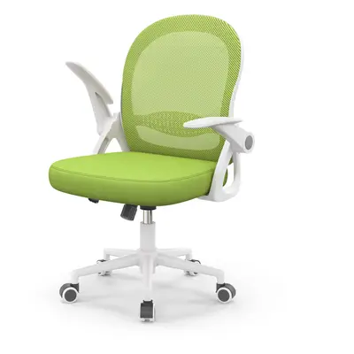 (Green) Mid-Back Mesh Chair with Flip-up Armrests