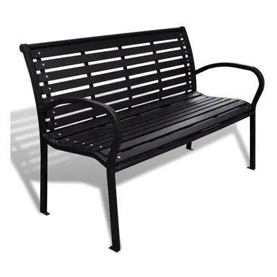 vidaXL Garden Bench 125cm Steel and WPC Black Outdoor Patio Park Seat Chair