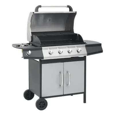 vidaXL Gas Barbecue Grill 4+1 Cooking Zone Black and Silver Steel & Stainless Steel