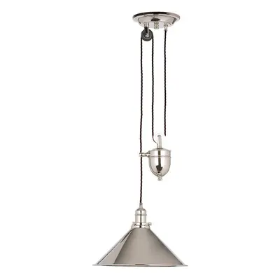 1 Bulb Ceiling Pendant Light Fitting Highly Polished Nickel LED E27 100W