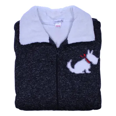 (Charcoal, Medium - UK 12/14) Slenderella Ladies Scottie Dog All In One Knitted Marl Zip Up Pyja