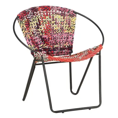 vidaXL Circle Chair Multicolours Chindi Fabric