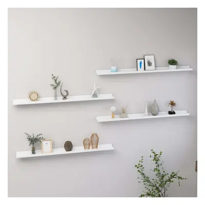 vidaXL 4x Wall Shelves White 100x9x3 cm Hanging Display Racks Furniture Home