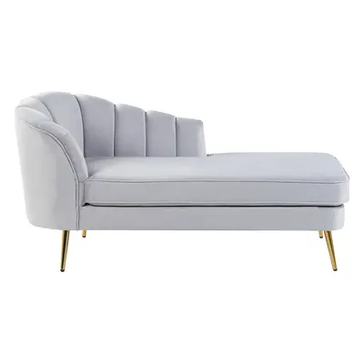 Left Hand Velvet Chaise Lounge Grey ALLIER