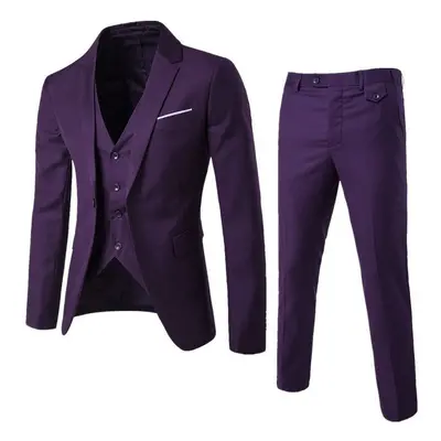 (Large, purple) Men Suits Pieces Regular Slim Fit Wedding Formal Suit One Button Icluding Jacket