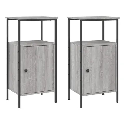 (grey sonoma, pcs) vidaXL Bedside Cabinets Side Table Nightstand pcs Sonoma Oak Engineered Wood