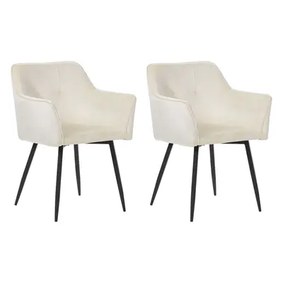 Set of Dining Chairs JASMIN Velvet Cream