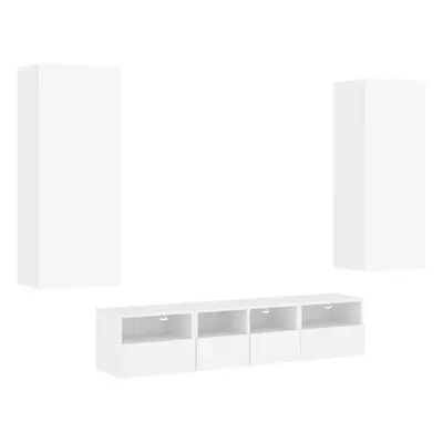 (white) vidaXL TV Wall Units Piece Floating TV Wall Unit TV Stand Engineered Wood