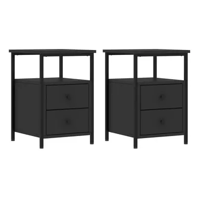 (black) vidaXL Bedside Cabinets Nightstand Bed Table pcs Sonoma Oak Engineered Wood