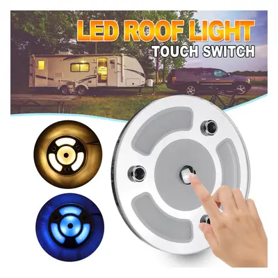 100mm Dimmable LED Reading Light Touch Dimmer Switch Blue+Warm White Day Night Car Roof Lamp for