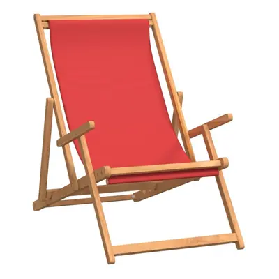 (red, x x 87.5 cm) vidaXL Folding Beach Chair Outdoor Patio Seating Furniture Solid Teak Wood