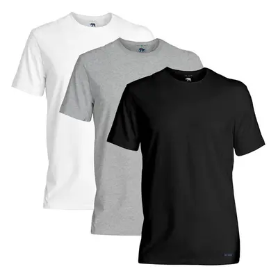 (M, Black/Light Grey/White) Ted Baker Mens 3-Pack Breathable Cotton Stretch Crew Neck T-Shirt