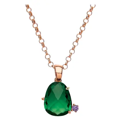 Jewelco London Rose Gold-Plated Sterling Silver Emerald-Green irregular-shape Cubic Zirconia Nug