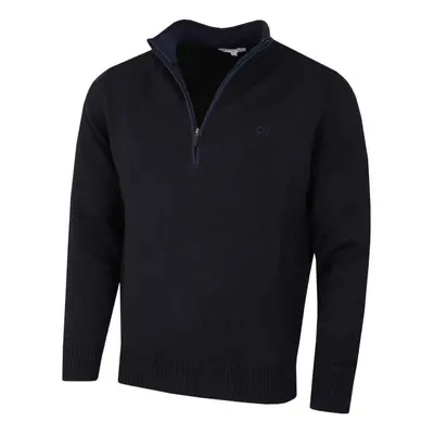 (L, Midnavy) Calvin Klein Mens Knit Cotton 1/2 Zip Golf CK Top Sweater