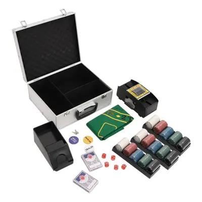 (chip (4 g), piece) vidaXL Poker Chip Set Poker Set Decks Card Shoe Card Shuffler Blackjack Set