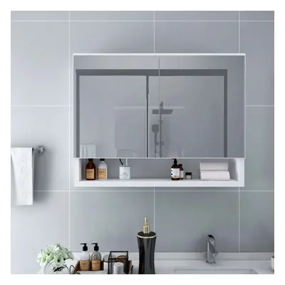 vidaXL LED Bathroom Mirror Cabinet White MDF Washroom Vanity Unit Furniture