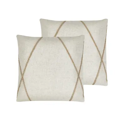 Set of Cushions Geometric Pattern x cm Beige LICUALA