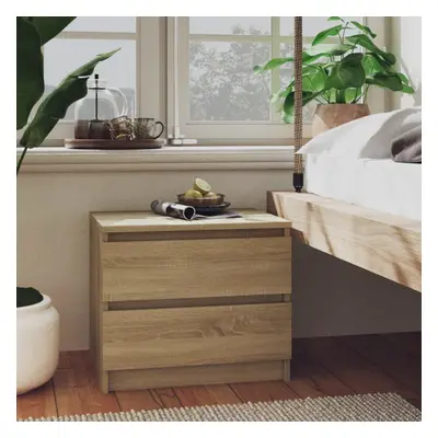 vidaXL Bed Cabinet Sonoma Oak 50x39x43.5 cm Chipboard Bedside Storage Cabinet