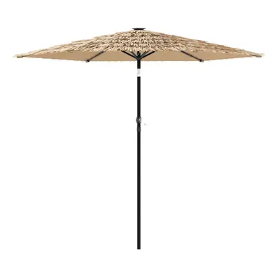 (268 x x cm) vidaXL Garden Parasol with LEDs and Steel Outdoor Umbrella Parasol Pole Brown