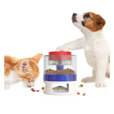 (Blue) Dog Training Food Leaking Toy Press Type Feeder Transparent Granary Anti-falling Improve 