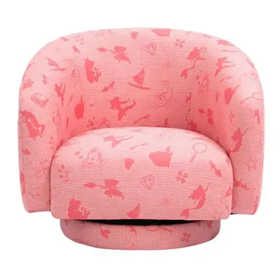 Official Disney Childrens Princess Accent Swivel Chair Pink Upholstered Fabric