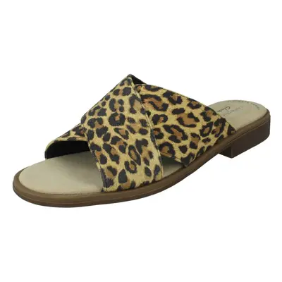 (Animal Print, UK 5.5) Ladies Clarks Slip On Summer Sandals Declan Ivy - D Fit