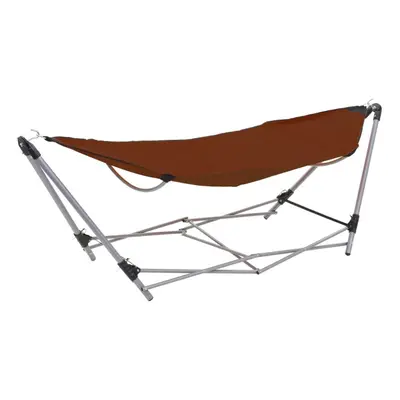 vidaXL Hammock with Foldable Stand Brown Outdoor Portable Camping Travel Bed