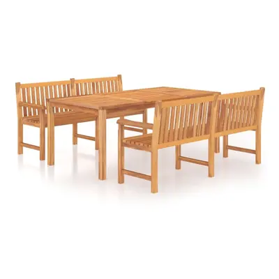 (2x bench + table) vidaXL Solid Wood Teak Garden Dining Set Patio Table Furniture Multi Models