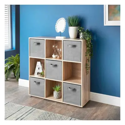 9 Cube Basket-Oak Bookcases, Shelving & Storage G-0342