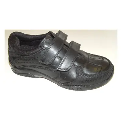 (UK 7.5) Hush Puppies Boys Jezza School Shoes Black F Fitting