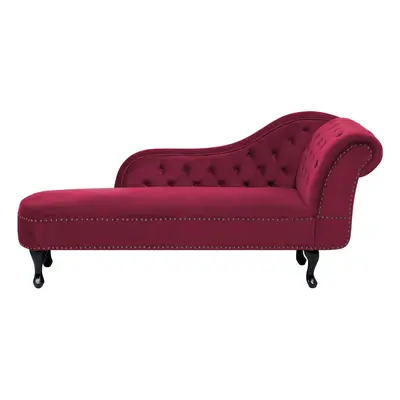 Right Hand Chaise Lounge Velvet Burgundy NIMES