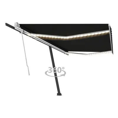 vidaXL Manual Retractable Awning with LED 500x300 cm Anthracite Balcony Patio