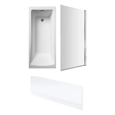 Square Single Ended Bath, Square Bath Screen and Front Panel - x 700mm