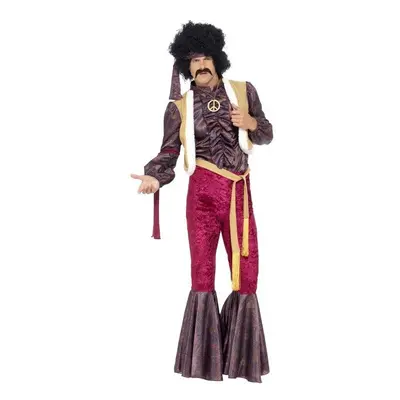 Smiffy's Adult Men's 70's Psychedelic Rocker Costume, Flares, Top With Attached