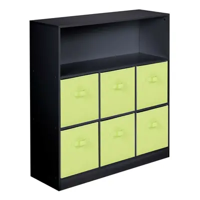 (Black, Green) Wooden Cubed Bookcase Units Shelves Drawers