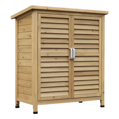 Outsunny Wooden Garden Two-Door Storage Shed | Solid Fir Wood Cabinet for Garage & Outdoors