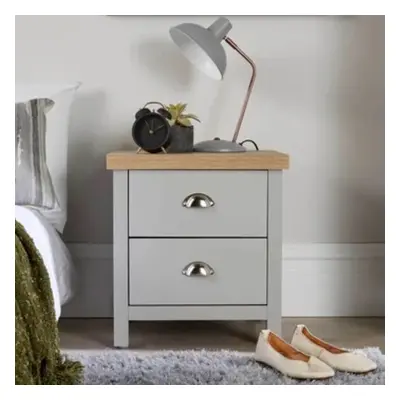 Bedside Table with Drawer Nightstand Bedroom Furniture-Oak & Grey