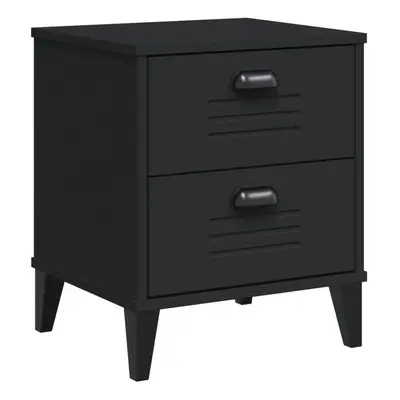 vidaXL Bedside Cabinet Side Table Nightstand Bed Table Black Solid Wood Pine