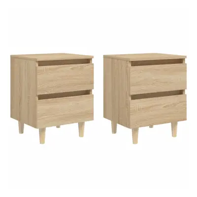 vidaXL 2x Bed Cabinets with Solid Pinewood Legs Sonoma Oak Bedroom Nightstand