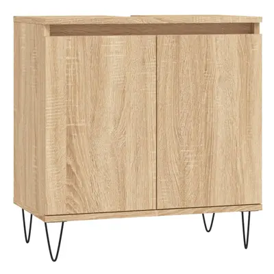 (sonoma oak) vidaXL Bathroom Cabinet Vanity Unit Highboard Cupboard White Engineered Wood